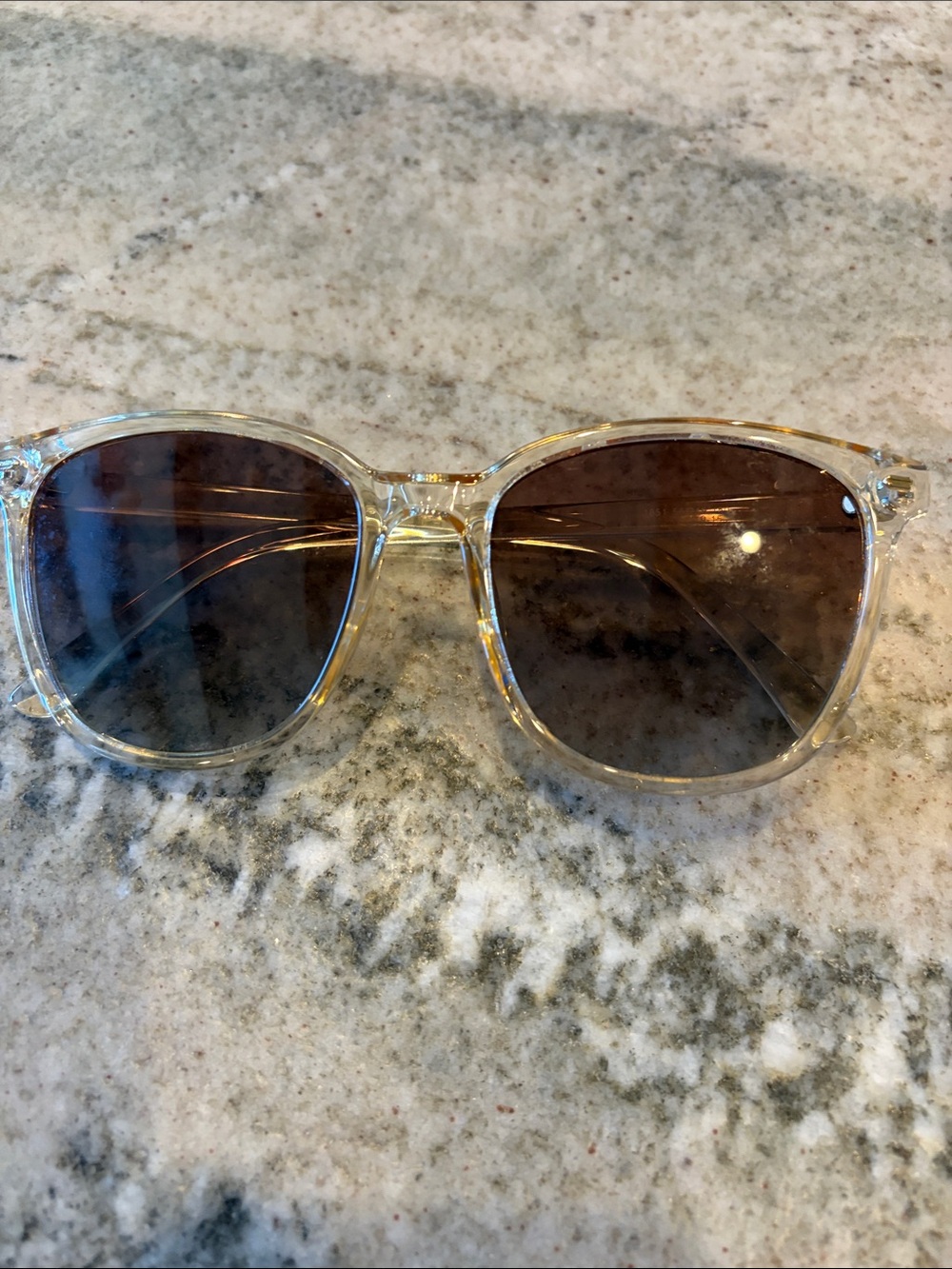 Clear Frame Sunglasses with Brown Gradient Lenses